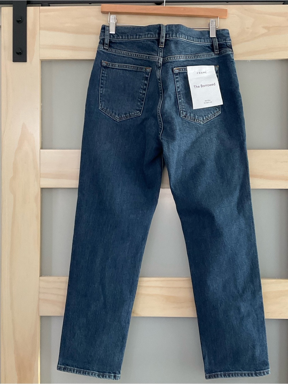 FRAME The Borrowed Jeans 28 NWT Mid Rise Straight Leg Denim Blue - Picture 2 of 5